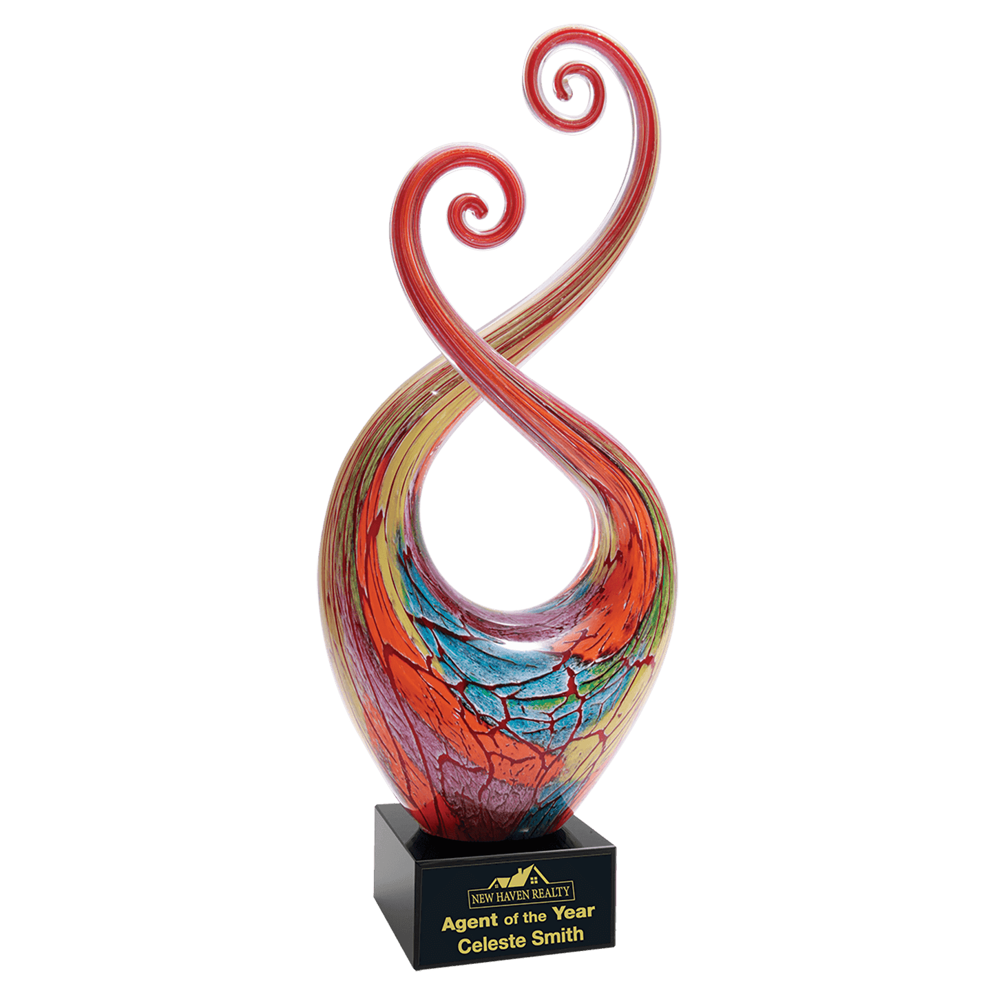 14" Multi-Color Twist Art Glass with Black Base