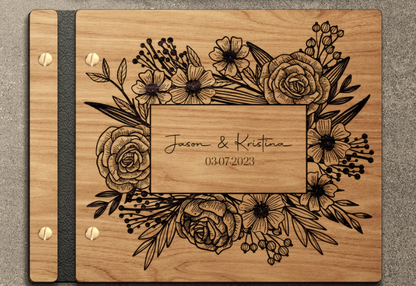 Floral Engraving Wedding Guest Book