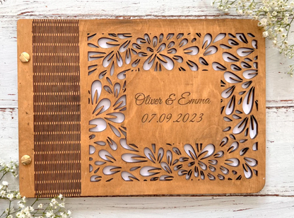 Floral Cut Center Wedding Guest Book