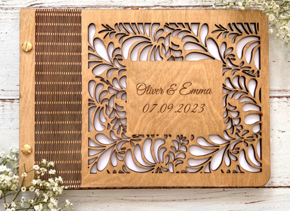 Floral Cut Center Wedding Guest Book