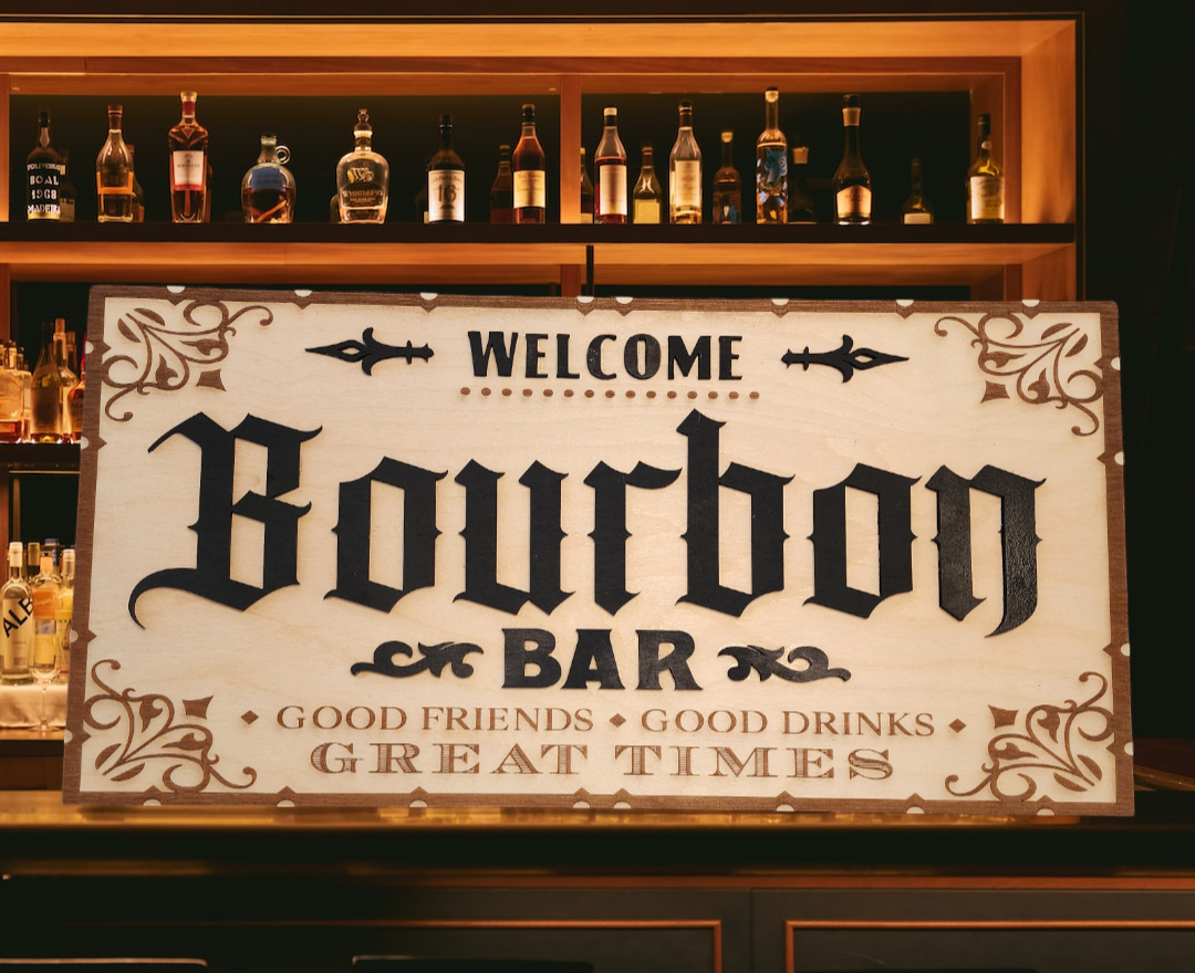 Wooden Bourbon Sign