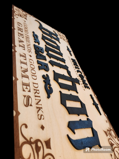 Wooden Bourbon Sign