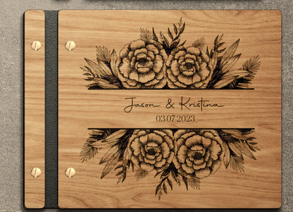 Floral Engraving Wedding Guest Book